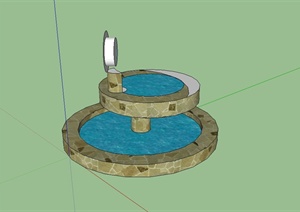 现代风格详细两层水池水景设计SU(草图大师)模型