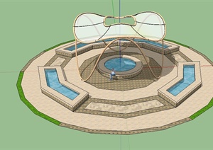 现代风格雨棚水池组合设计SU(草图大师)模型