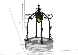 欧式风格详细独特的许愿池设计SU(草图大师)模型
