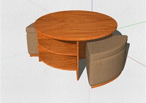 现代风格创意桌凳组合设计SU(草图大师)模型