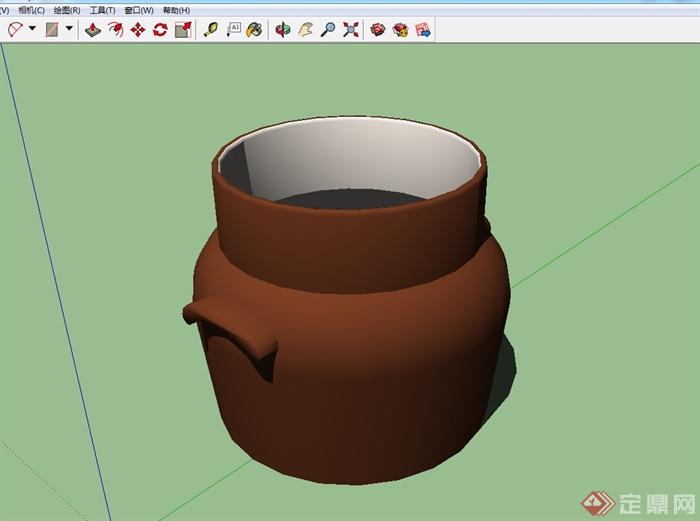 多种不同的单个陶罐小品设计su模型(3)
