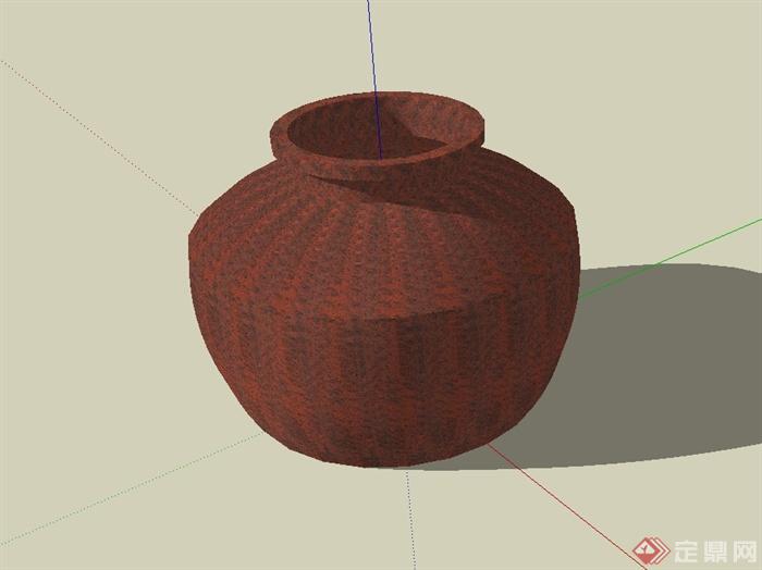 多种不同的单个陶罐小品设计su模型(4)