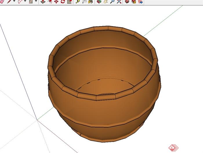 多种不同的单个陶罐小品设计su模型(5)