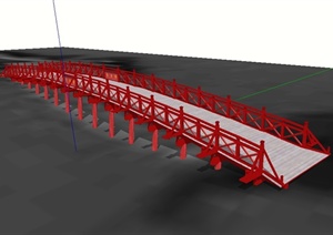 现代中式风格过河园桥拱桥设计SU(草图大师)模型