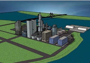 现代风格某城市综合体建筑楼设计SU(草图大师)模型
