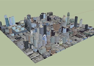 现代风格某城市详细的综合建筑楼设计SU(草图大师)模型