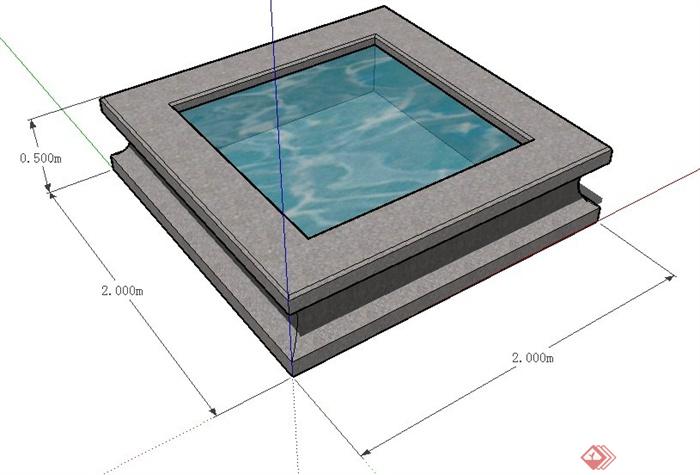 长方形水池立体图图片