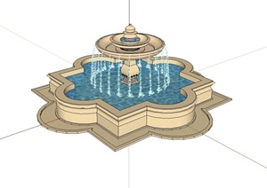 简欧风格详细完整的水池水钵设计SU(草图大师)模型