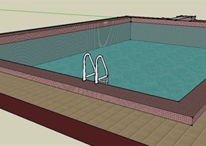 某简约矩形游泳池设计SU(草图大师)模型