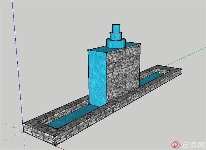 50个跌水、喷泉水景su模型(1)