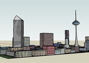简约现代化城市规划设计SU(草图大师)模型