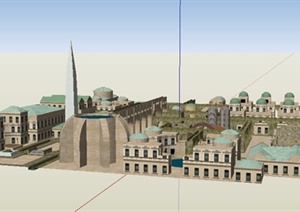 欧式风格住宅小镇建筑规划设计SU(草图大师)模型