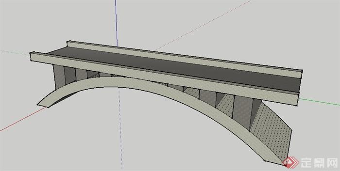园林景观拱形平桥su模型(2)