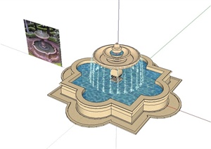 现代风格详细的水钵水池景观设计SU(草图大师)模型