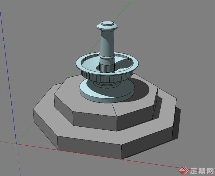 现代风格详细的水钵设计su模型(1)