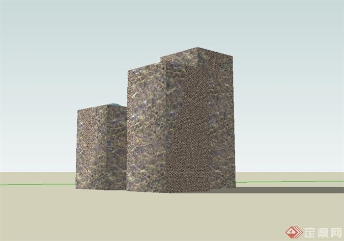 现代风格三个景观石柱设计su模型(3)