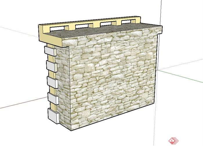 现代风格挡墙水池设计su模型(3)