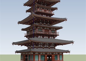 古典中式塔楼设计SU(草图大师)模型