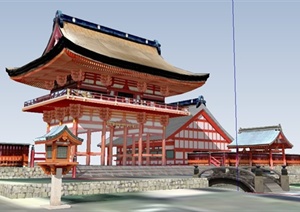 古典中式文化建筑SU(草图大师)模型
