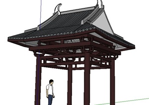中式景观凉亭单体设计SU(草图大师)模型