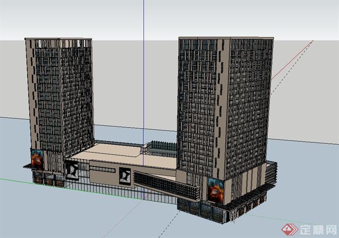 现代风格详细的商业住宅大厦楼su模型(1)