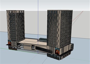 现代风格详细的商业住宅大厦楼SU(草图大师)模型