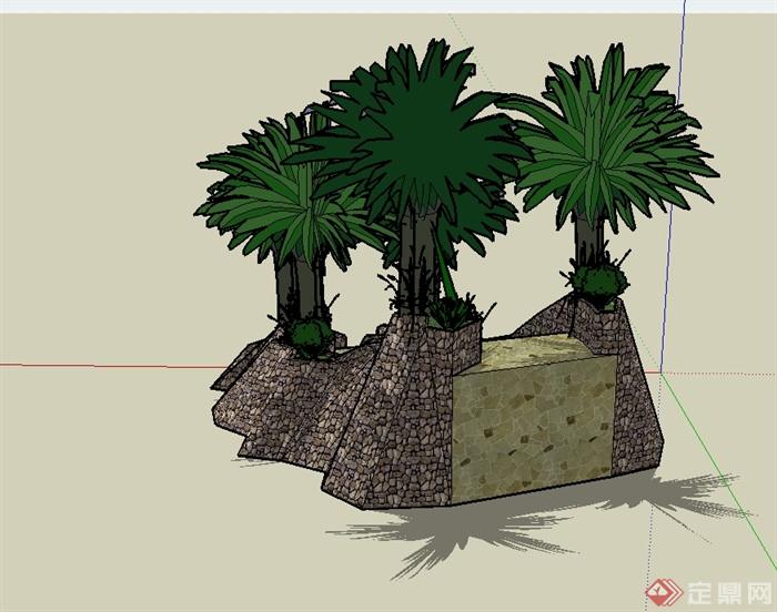 现代风格详细的园林景观台阶踏步设计su模型(3)