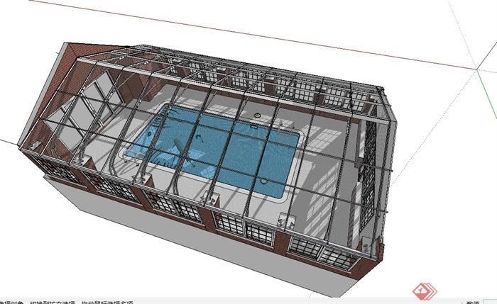 现代风格详细的室内游泳馆设计su模型(3)