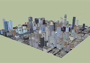 现代城市综合详细建筑楼设计SU(草图大师)模型