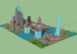 某简欧风格详细的城市综合建筑楼设计SU(草图大师)模型