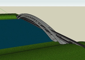 某现代风格交通过河桥设计SU(草图大师)模型