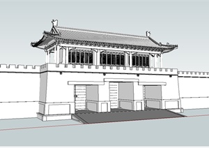 古代城门建筑设计SU(草图大师)模型