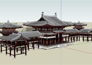 古典中式风格亭房旅游建筑设计SU(草图大师)模型