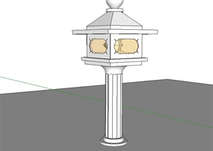 古典中式风格园林灯塔设计SU(草图大师)模型