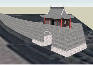 宋代城墙北门建筑设计SU(草图大师)模型