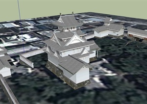 古典中式风格寺庙多层建筑楼SU(草图大师)模型