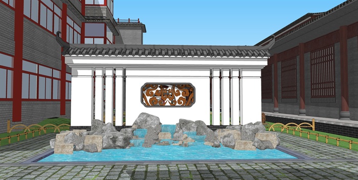 明清酒店庭院景观设计模型(2)