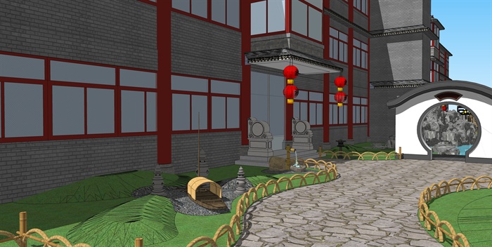 明清酒店庭院景观设计模型(3)