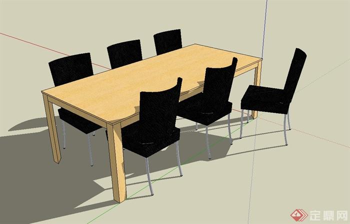 现代风格详细的桌椅组合设计su模型(1)
