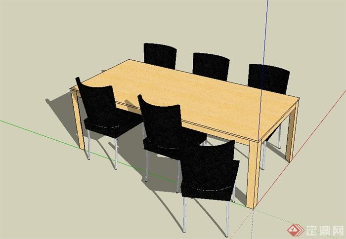 现代风格详细的桌椅组合设计su模型(2)