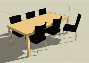 现代风格详细的桌椅组合设计SU(草图大师)模型