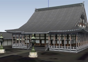 某古典中式风文化建筑SU(草图大师)模型