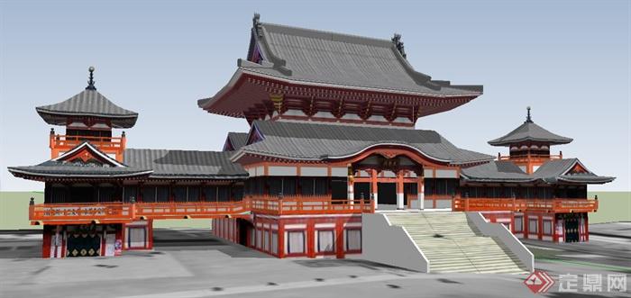 古典中式寺庙文化建筑su模型(1)
