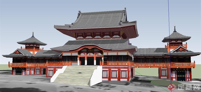 古典中式寺庙文化建筑su模型(2)