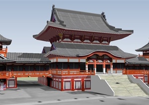古典中式寺庙文化建筑SU(草图大师)模型