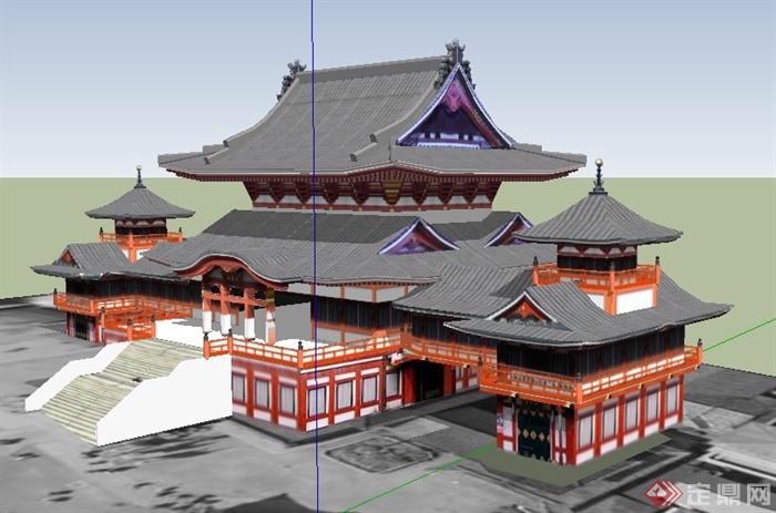 古典中式寺庙文化建筑su模型(3)