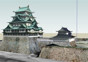 日式古典文化建筑设计SU(草图大师)模型