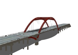 某现代风格交通过江大桥设计SU(草图大师)模型