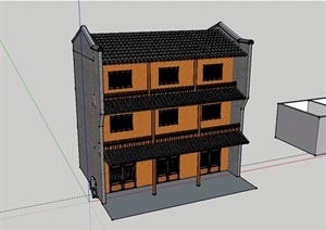 现代中式风格三种改造房住宅建筑SU(草图大师)模型