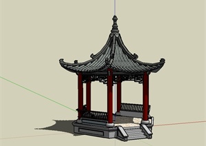 古典中式风格详细的凤凰亭设计SU(草图大师)模型